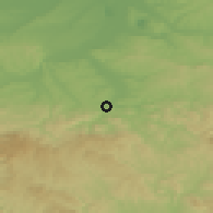 Shaded relief of the 52 km around Ljig, drawn from the GMTED2010 grid