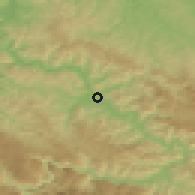Shaded relief of the 52 km around Ljubovija, drawn from the GMTED2010 grid