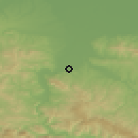 Shaded relief of the 52 km around Loznica, drawn from the GMTED2010 grid