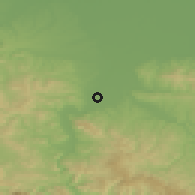 Shaded relief of the 52 km around Lozničko Polje, drawn from the GMTED2010 grid
