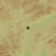 Shaded relief of the 52 km around Lučane, drawn from the GMTED2010 grid