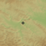 Shaded relief of the 52 km around Lučani, drawn from the GMTED2010 grid