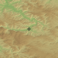 Shaded relief of the 52 km around Lug, drawn from the GMTED2010 grid
