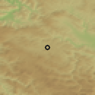 Shaded relief of the 52 km around Mačkat, drawn from the GMTED2010 grid