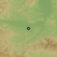 Shaded relief of the 52 km around Mačkovac, drawn from the GMTED2010 grid