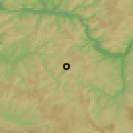 Shaded relief of the 52 km around Majdanpek, drawn from the GMTED2010 grid
