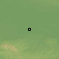 Shaded relief of the 52 km around Majur, drawn from the GMTED2010 grid