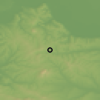 Shaded relief of the 52 km around Mala Ivanča, drawn from the GMTED2010 grid
