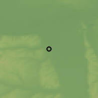 Shaded relief of the 52 km around Mala Krsna, drawn from the GMTED2010 grid