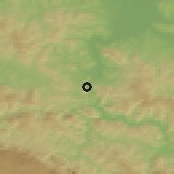 Shaded relief of the 52 km around Mali Zvornik, drawn from the GMTED2010 grid
