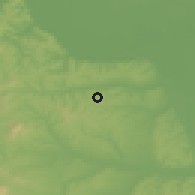 Shaded relief of the 52 km around Malo Orašje, drawn from the GMTED2010 grid