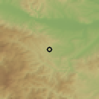 Shaded relief of the 52 km around Aleksandrovac, drawn from the GMTED2010 grid