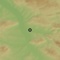 Shaded relief of the 52 km around Medoševac, drawn from the GMTED2010 grid