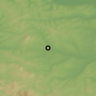 Shaded relief of the 52 km around Međulužje, drawn from the GMTED2010 grid