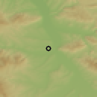 Shaded relief of the 52 km around Mekiš, drawn from the GMTED2010 grid