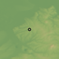 Shaded relief of the 52 km around Meljak, drawn from the GMTED2010 grid
