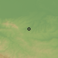 Shaded relief of the 52 km around Metlić, drawn from the GMTED2010 grid
