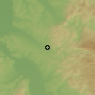 Shaded relief of the 52 km around Miliva, drawn from the GMTED2010 grid
