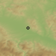 Shaded relief of the 52 km around Miločaj, drawn from the GMTED2010 grid