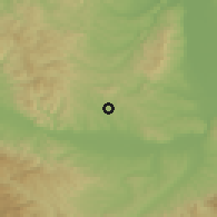 Shaded relief of the 52 km around Milutovac, drawn from the GMTED2010 grid