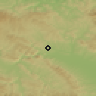 Shaded relief of the 52 km around Miokovci, drawn from the GMTED2010 grid