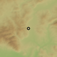 Shaded relief of the 53 km around Miratovac, drawn from the GMTED2010 grid