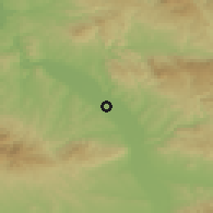 Shaded relief of the 52 km around Moravac, drawn from the GMTED2010 grid