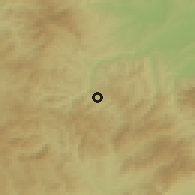 Shaded relief of the 52 km around Banja, drawn from the GMTED2010 grid