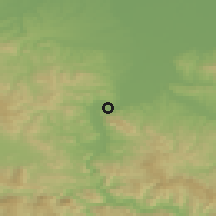 Shaded relief of the 52 km around Banja Koviljača, drawn from the GMTED2010 grid