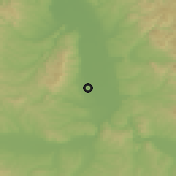 Shaded relief of the 52 km around Obrež, drawn from the GMTED2010 grid