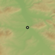 Shaded relief of the 52 km around Orljane, drawn from the GMTED2010 grid