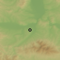 Shaded relief of the 52 km around Pakašnica, drawn from the GMTED2010 grid