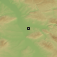 Shaded relief of the 52 km around Pasi Poljana, drawn from the GMTED2010 grid