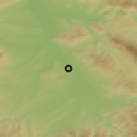 Shaded relief of the 52 km around Pečenjevce, drawn from the GMTED2010 grid