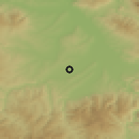 Shaded relief of the 52 km around Pertate, drawn from the GMTED2010 grid