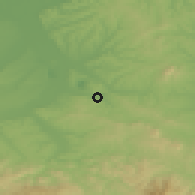 Shaded relief of the 52 km around Baroševac, drawn from the GMTED2010 grid