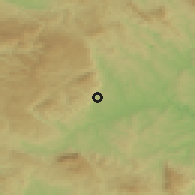 Shaded relief of the 52 km around Podgorac, drawn from the GMTED2010 grid
