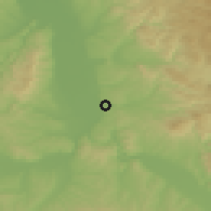 Shaded relief of the 52 km around Pojate, drawn from the GMTED2010 grid