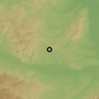 Shaded relief of the 52 km around Poljna, drawn from the GMTED2010 grid