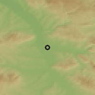 Shaded relief of the 52 km around Popovac, drawn from the GMTED2010 grid