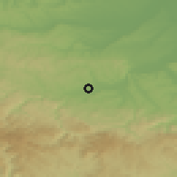 Shaded relief of the 52 km around Popučke, drawn from the GMTED2010 grid