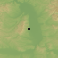 Shaded relief of the 52 km around Potočac, drawn from the GMTED2010 grid