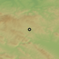 Shaded relief of the 52 km around Pranjani, drawn from the GMTED2010 grid