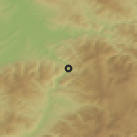 Shaded relief of the 52 km around Predejane, drawn from the GMTED2010 grid