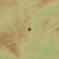 Shaded relief of the 52 km around Preševo, drawn from the GMTED2010 grid