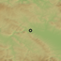 Shaded relief of the 52 km around Prijevor, drawn from the GMTED2010 grid