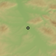 Shaded relief of the 52 km around Pukovac, drawn from the GMTED2010 grid