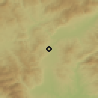 Shaded relief of the 52 km around Rajince, drawn from the GMTED2010 grid