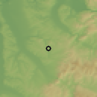 Shaded relief of the 52 km around Ranovac, drawn from the GMTED2010 grid