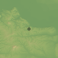 Shaded relief of the 52 km around Begaljica, drawn from the GMTED2010 grid